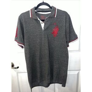 Polo "Franky Max" Men's Gray w/Red/White‎ Edging Polo Shirt, Size Medium